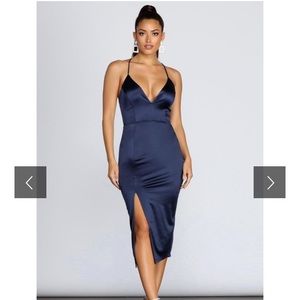 Windsor navy satin dress
